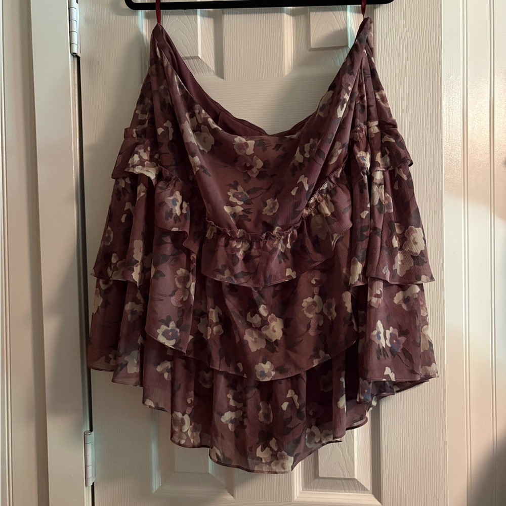 Lauren Ralph Lauren Mauve Floral Ruffle skirt